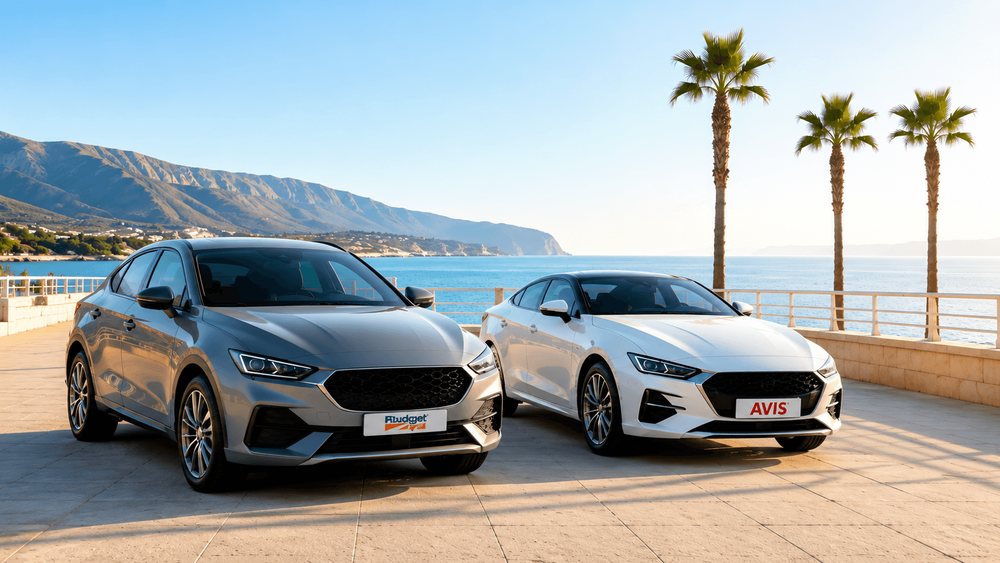 Budget and Avis rental cars by the Cyprus coast